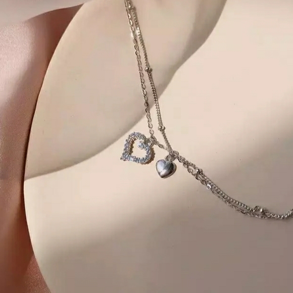 NEW 925 STERLING SILVER PLATE DIAMOND HEART ANKLET - Picture 4 of 6